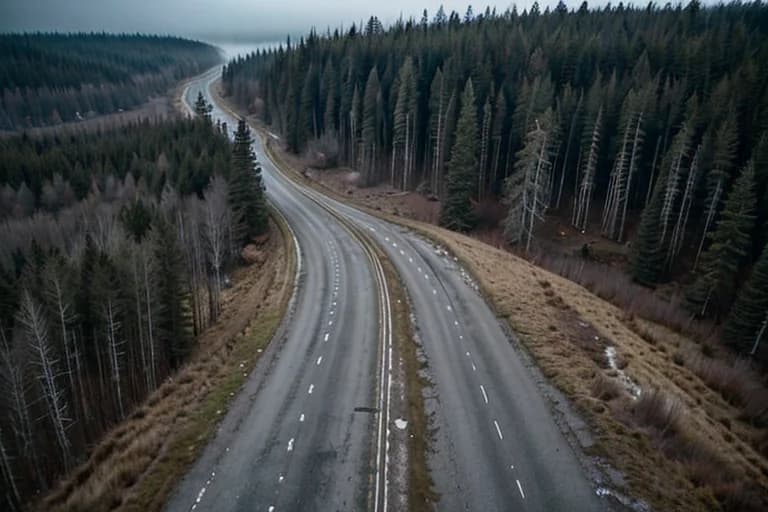 Aerial photograph of the road: Scene of a secluded old road