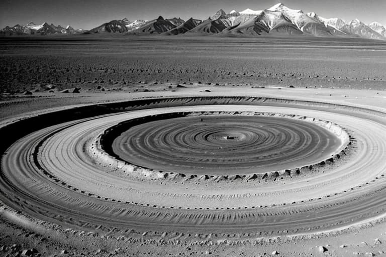 Aerial photograph of unexplained circular depressions near M-32 facility.