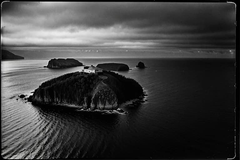 Aerial photograph of the affected islet. Linear features of the terrain appear distorted.