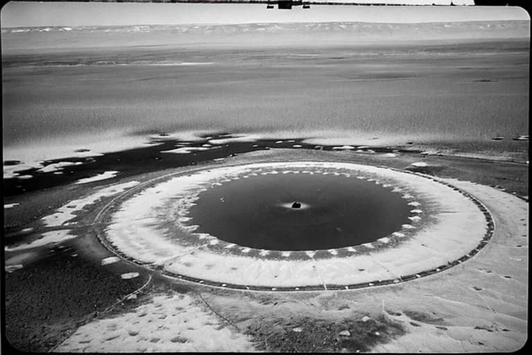 Drone aerial view of the incident site, clear surface alteration compared to surroundings