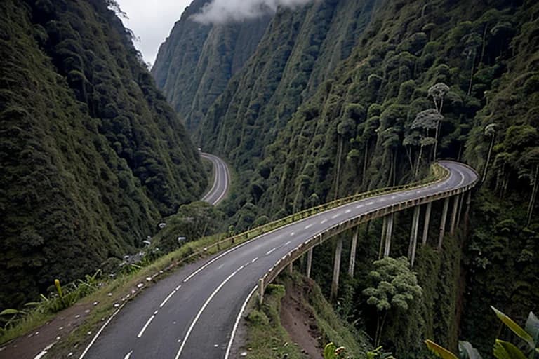 Mountain road in the Yungas region, incident site