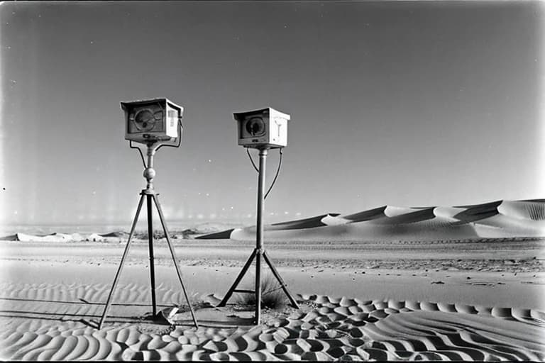 Outdated acoustic measurement device on a sand dune