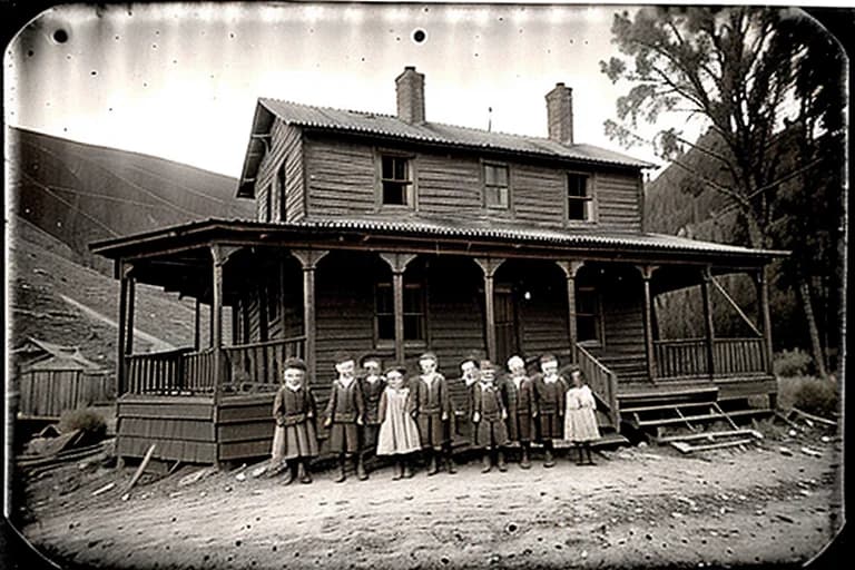 Old photograph of children, believed to be from a 19th-century Copperfield mining settlement
