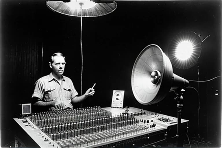 First investigation team attempting acoustic recording. Equipment failed to capture sound.