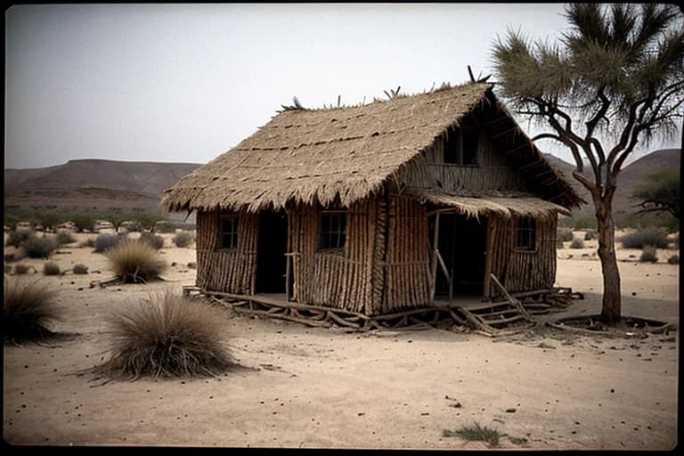 Traditional hut in the incident area, record of physical displacement