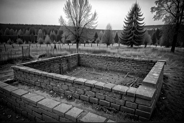 Old photograph of a medieval mass burial site near Kutná Hora