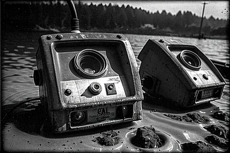 Partial view of a malfunctioning underwater acoustic sensor.