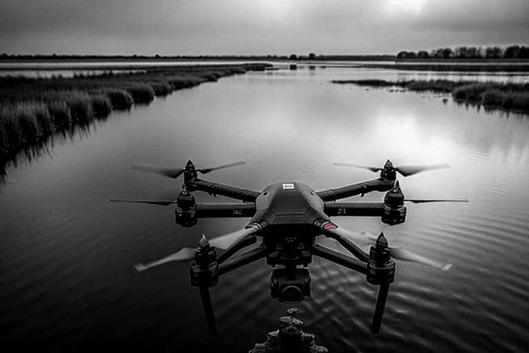 Drone flying over the Pantanal wetlands. Footage during sound source tracking.