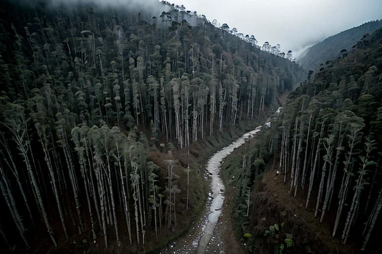 Forest area searched by the investigation team. No physical traces were confirmed.