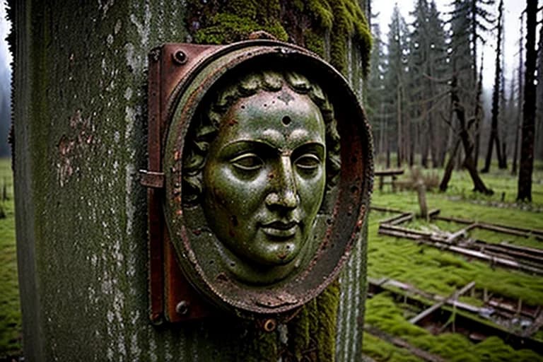 Rusted religious icon found in abandoned village. Date unknown.