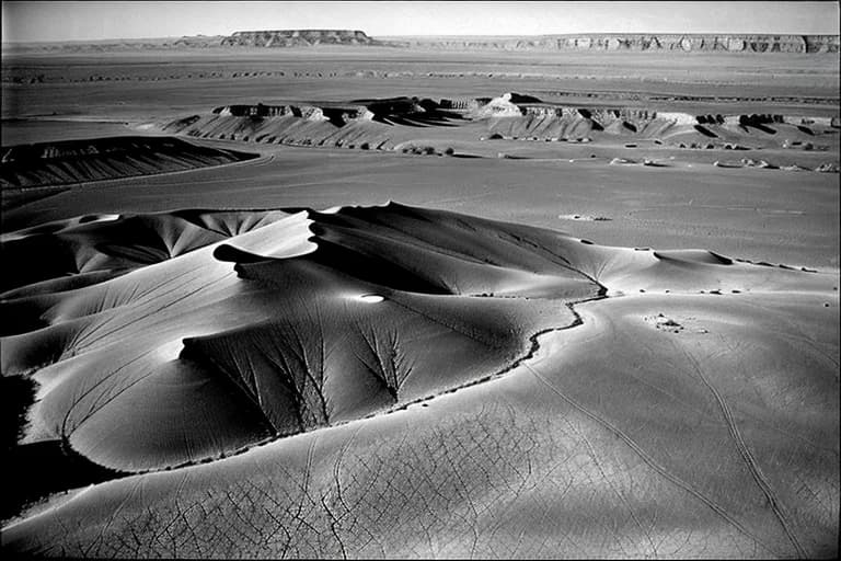 Vast landscape of the Karoo Desert. Sparse vegetation, no visible artificial structures.