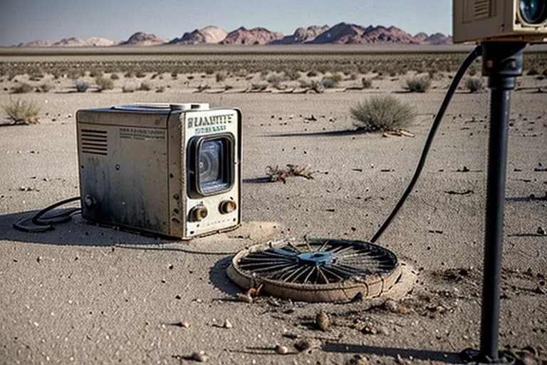 Remains of research equipment altered by heat. Left on the ground.