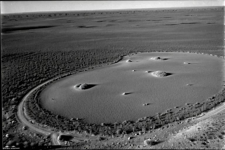 Aerial photo of the hovering site, showing an anomalous circular pattern in vegetation.