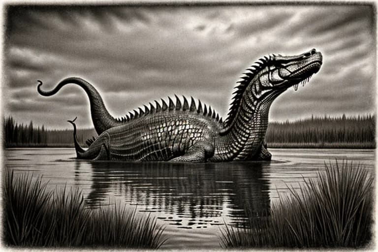 Ancient illustration from local folklore depicting the 'Night Light Serpent' with luminous scales