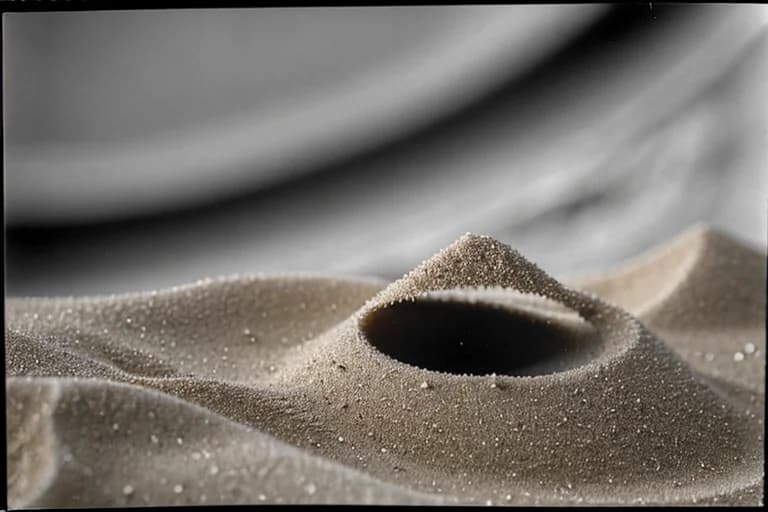Microscopic view of partial fusion marks on collected sand grains. Difficult to explain by natural phenomena.