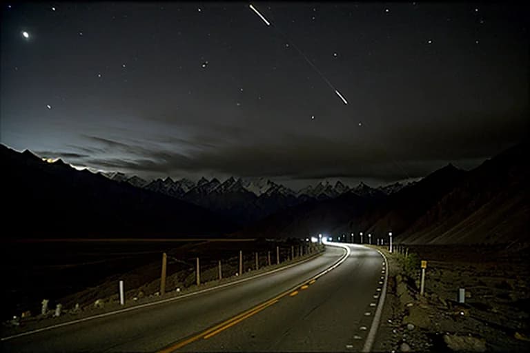 インド、ラダック地方、レー、夜空に現れる星の通路の事案